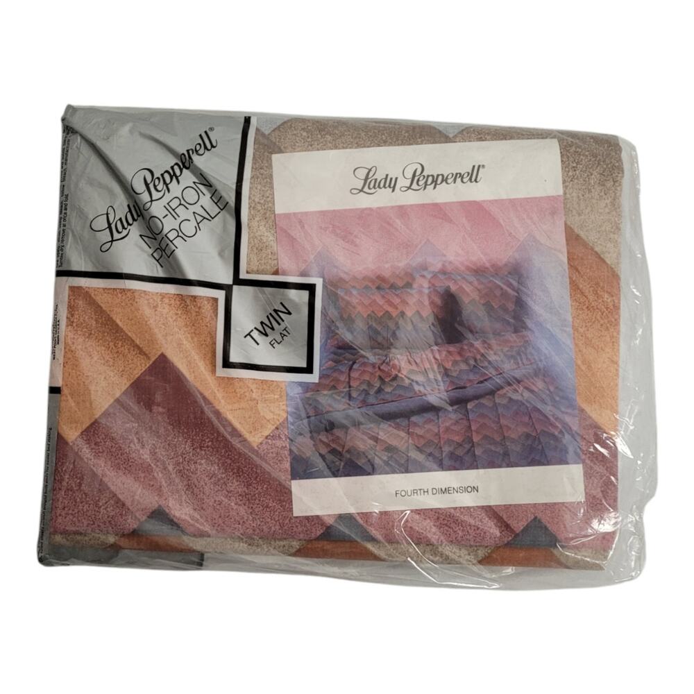 NWT Vintage Lady Pepperell Twin Flat Sheet 4th Dimension Geometric Retro